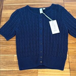 Joie Navy Blue pointelle knit Sweater. New W/tags. Size S